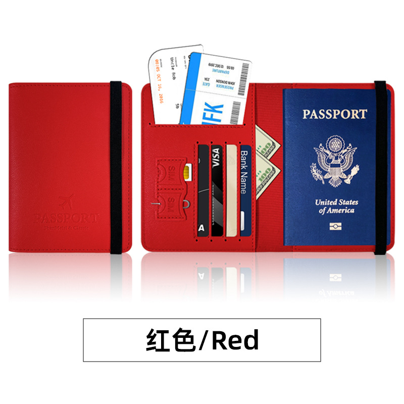 Protección de pasaporte transfronteriza multi-tarjeta, este conjunto de pasaporte de cuero grueso pu se puede fijar en bolsas de pasaporte de cuero LOGO.