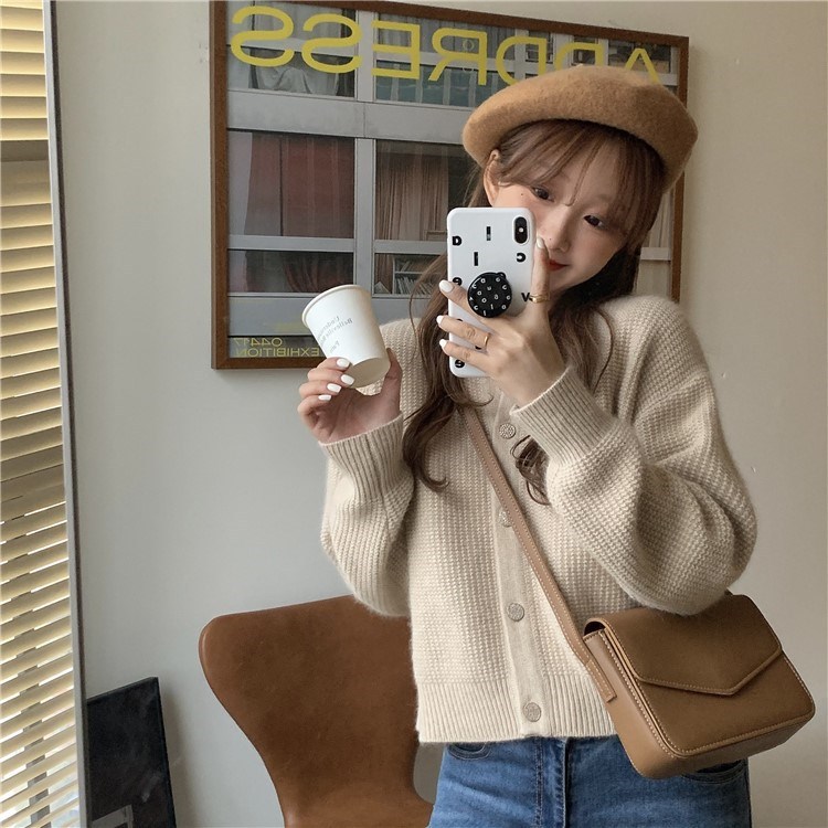 Japanese retro sweater 2022 Autumn new style soft and fluffy knitted sweater, loose short cardigan jacket for women pic 29
