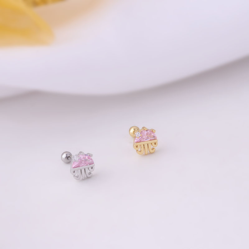 1 Pair Sweet Geometric Stainless Steel Zircon Ear Studs display picture 8