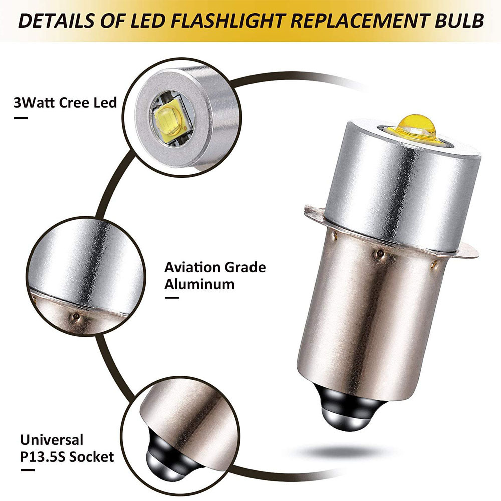 P13.5S lEd FlaShlight Bulb E10 lEd Bulb 3W Plug Light High BrightnESS Small Bulb 6V 3V 12V24V