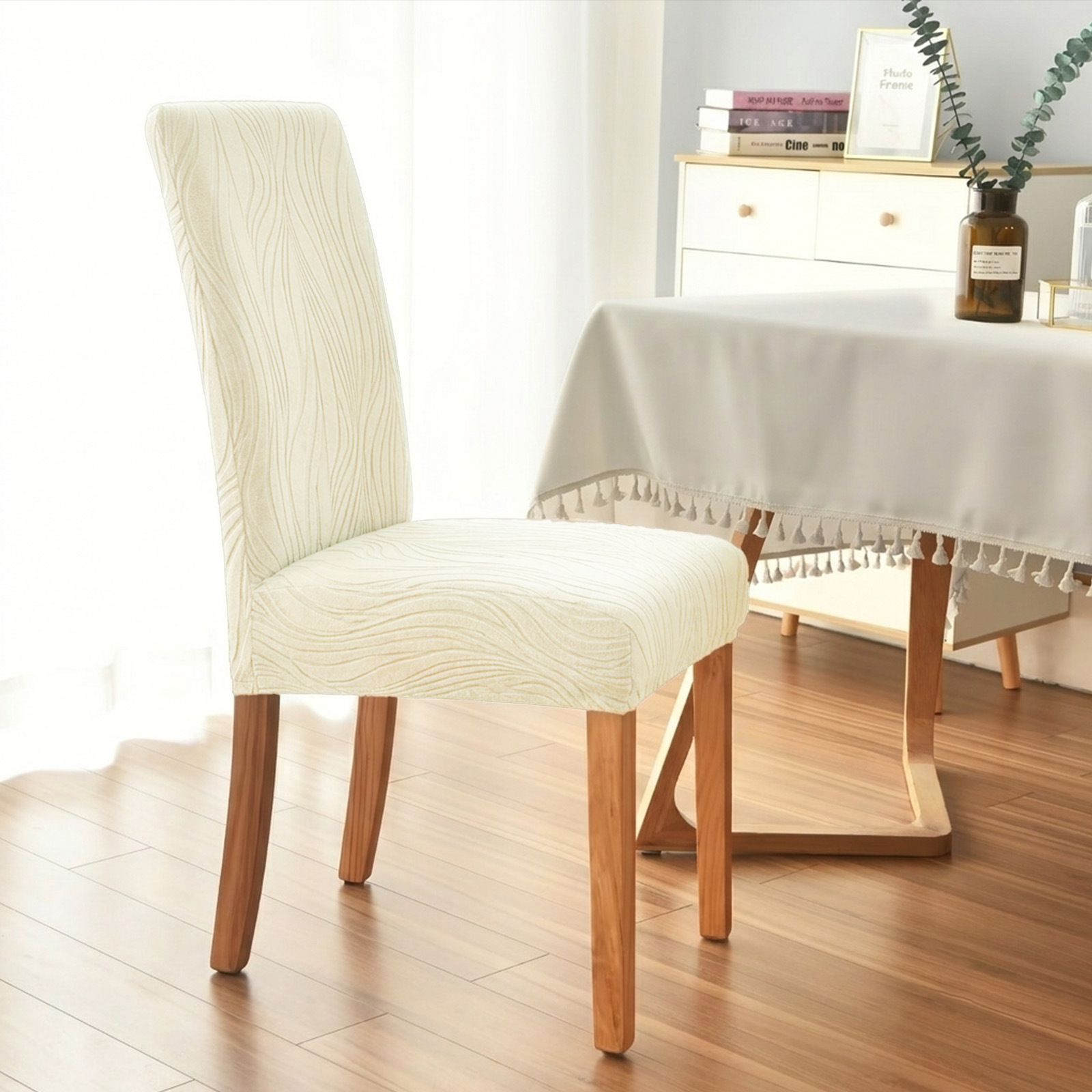 TEMU transfronterizo Jacquard Willow cubierta de silla elástica de color sólido para hoteles domésticos de estilo europeo y americano cubierta de silla aplicable