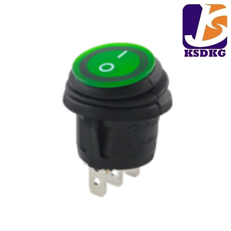 销售迷你 IP65防水船型开关 带绿色灯 三脚两档翘板开关