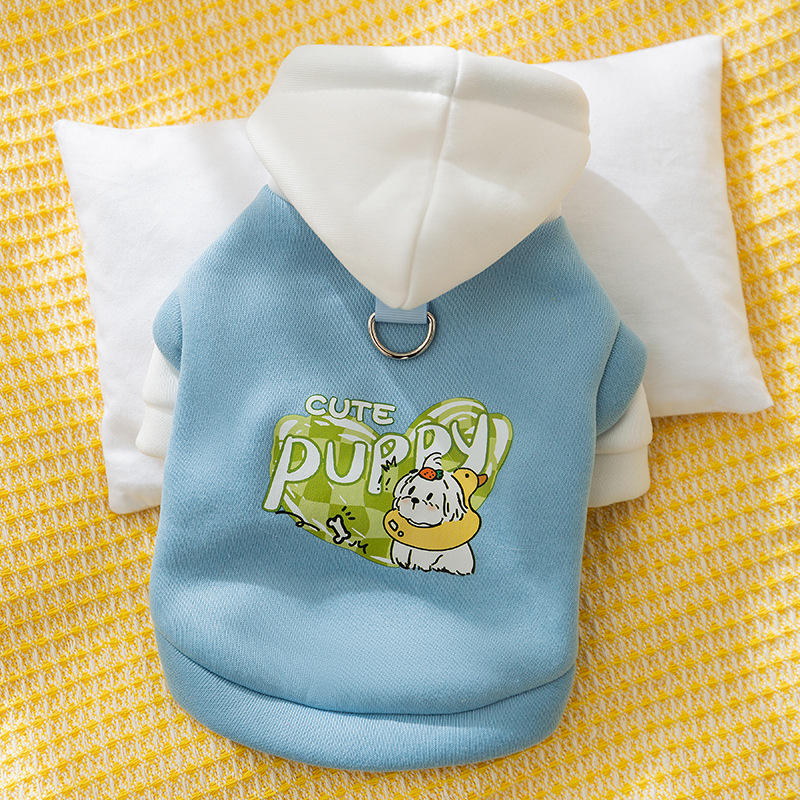 Color de contraste de empalme de la marea fresca de la corda de dibujo sudadera encapuchada dos patas de manga larga perros pequeños gatos mascotas ropa de perro al por mayor