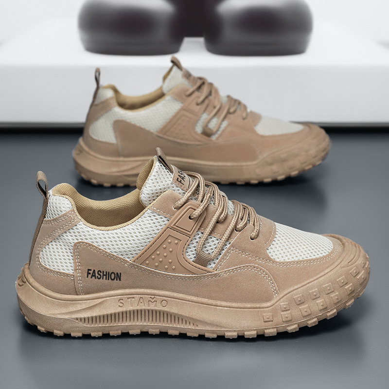 Zapatos de seguro laboral zapatos de hombre verano nuevos zapatos de malla transpirables hombres antideslizantes y resistentes al desgaste trabajo en el sitio de construcción zapatos de senderismo casuales hombres