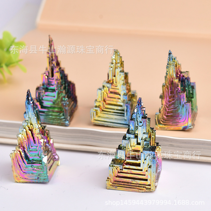 Natural bismuth ore raw stone bismuth crystal mineral chemical elements colorful ore decoration metal ore standard rare stone ornaments Natural bismuth ore raw stone bismuth crystal mineral chemical elements colorful ore decoration metal ore standard rare stone ornaments