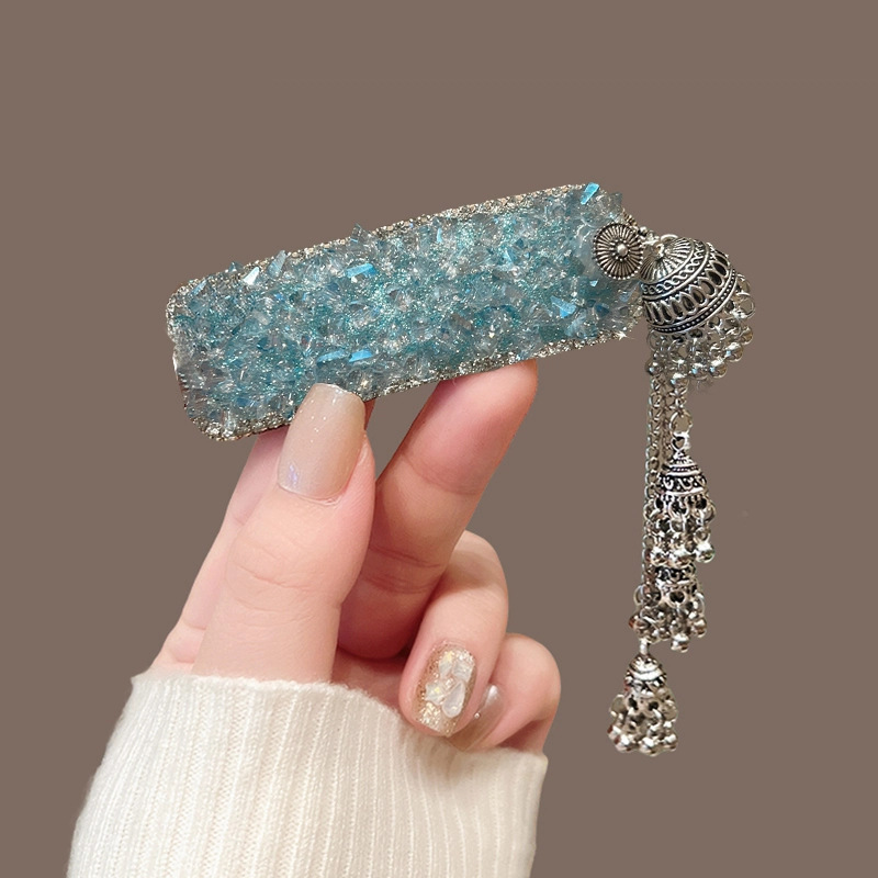 エスニックスタイルフラッシュダイヤモンドタッセルbbクリップヘビーデューティーヘアクリップ女性のハイエンドクリスタルヘアクリップ気質ヘアクリップヘアアクセサリー新しいスタイル|undefined
