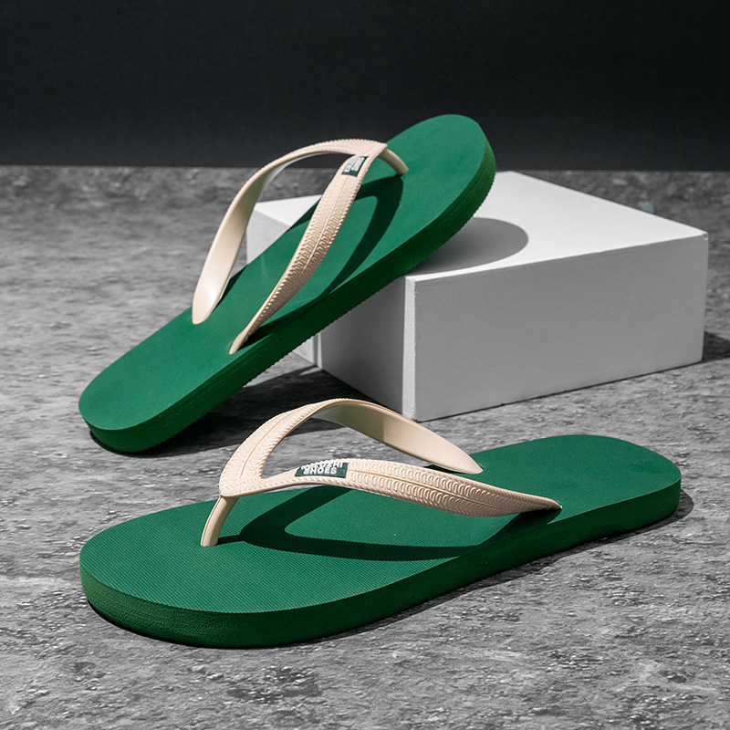 Cool Road Straight Men's Slippers Summer Non-Slip Wear-Resistant Simple All-Match Outer Wear Beach Flip-Flops Men's Seaside Slippers