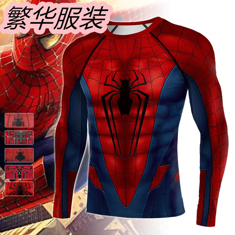 2026 Cross-Border Foreign Trade Cosplay Spider-Man No Way Home Suit Men's Tight-Fitting Sports Training Long-Sleeved T-Shirt Top