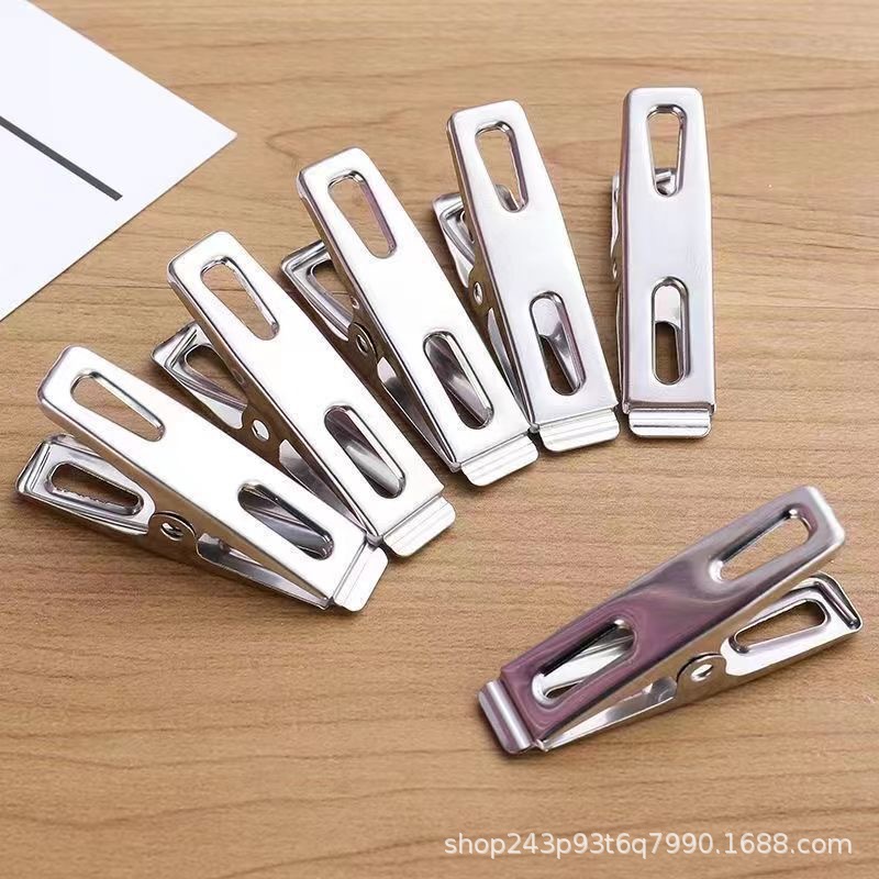 20 Pieces of Stainless Steel 4.5cm Nail-Free 1cm Flat Mouth Clips Drying Clips Hanger Clips Sealing Clips Drying Clips Wholesale