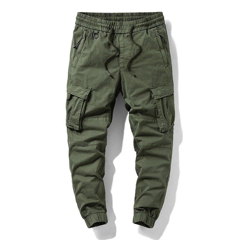 Joven hombre otoño nuevos pantalones de trabajo, pantalones casuales, pantalones de bolsillo simples, ropa de hombre elástica