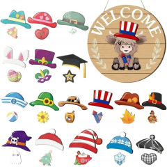 跨境35 PCS Highland Cow Welcome Sign磁性高地牛欢迎标志