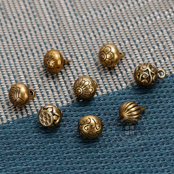 Cross-Border Bronze Metal Shirt Buttons Round Fashion Versatile Tang Suit Buttons Retro Cheongsam Han Dynasty Small Buttons