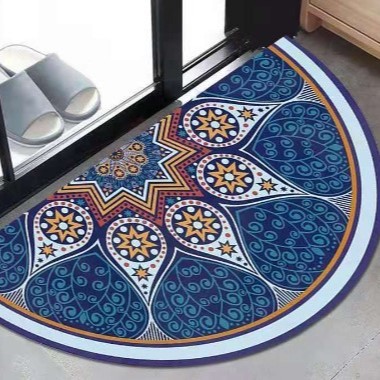 Transfronterizo retro estilo étnico semicírculo alfombra del piso del hogar dormitorio antideslizante alfombra del piso cuarto de baño puerta de entrada mat