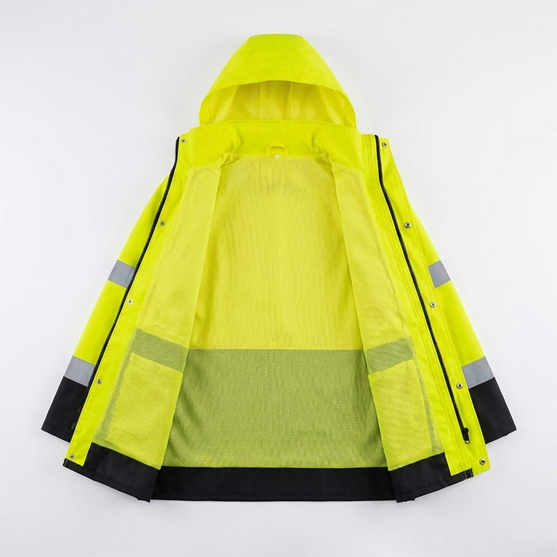 Construction Site Reflective Raincoat, Mid-Length Waterproof Warning Raincoat, High Visibility Reflective Traffic Safety Clothing Construction Site Reflective Raincoat, Mid-Length Waterproof Warning Raincoat, High Visibility Reflective Traffic Safety Clothing