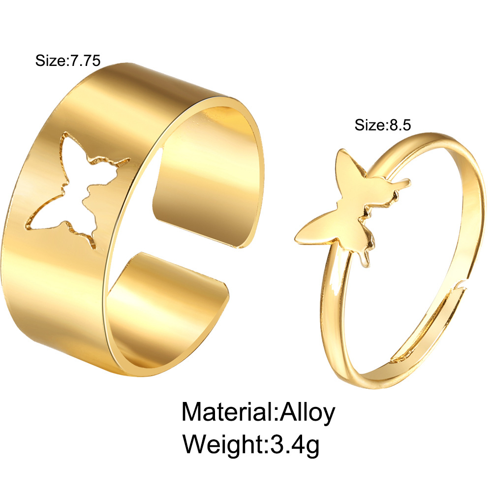 punk glossy hollow butterfly ring set wholesale Nihaojewelry