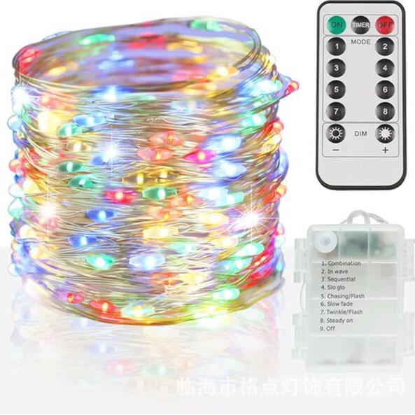 LED light string with remote control, green fairy light battery powered, suitable for Christmas, St. Patrick