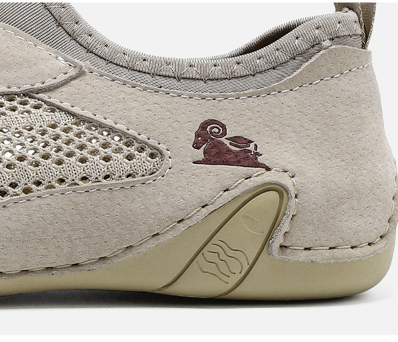 Giày lười nam da thật phối lưới thoáng khí, đế cao su, form cỡ lớn — G8066 màu kaki, G8066 màu xám, G8066 màu đen, Z8066 màu kaki chi tiết 8