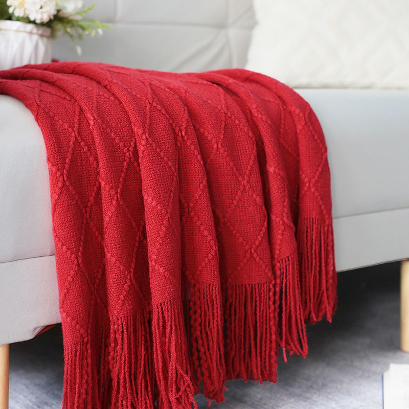 Toalla de cabecera retrógrada simple cama de alojamiento bandera cubierta decoración de apartamento de hotel red diamante jacquard bordilla