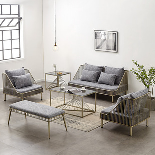 Wrought Iron Sofa Light Luxury Simple Living Room Chaise Lounge Hairdressing Shop Rest Area Waiting Chair Studio Reception Small Sofa