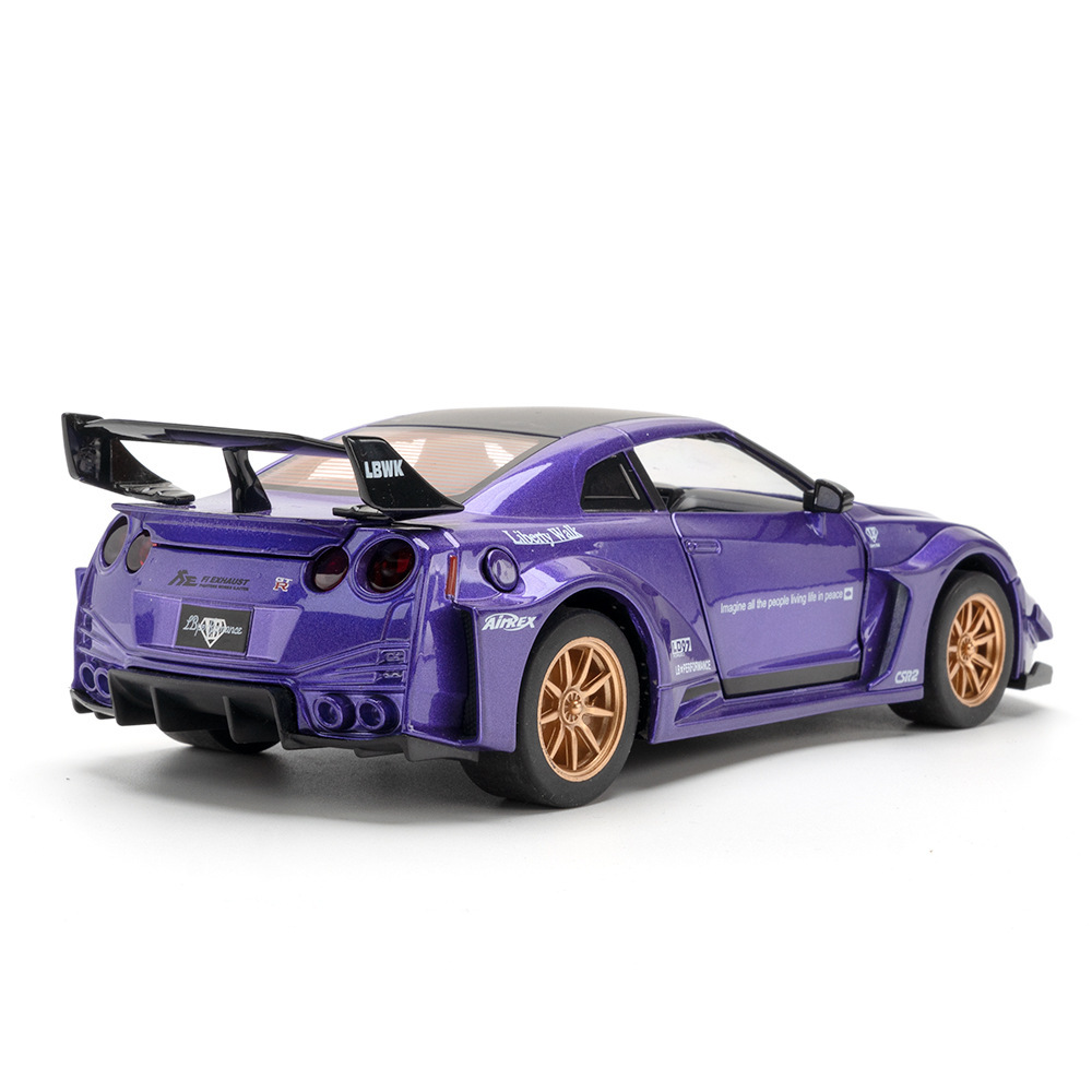 (Caja de espuma) simulación 1 A 24GTR aleación coche deportivo modelo decoración juguete colección con sonido y luz