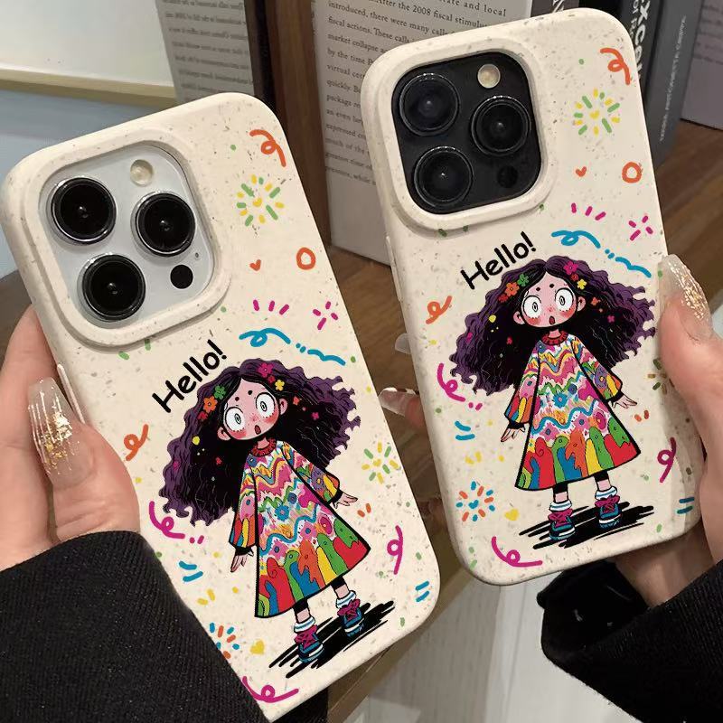 Funda para teléfono iphone16promax para chica rizada linda Apple 15 anti-caída 14pro chica 13/12