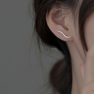 Titanium Steel Jewelry, Cool Style, Wavy Ear Hook Earrings for Women, 2023 New Style, No Need to Take Off Earrings for Students When Sleeping