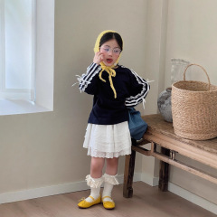 童裙2025秋季新款女童韩系白色蛋糕裙女宝甜美百搭花边半身裙裙裤