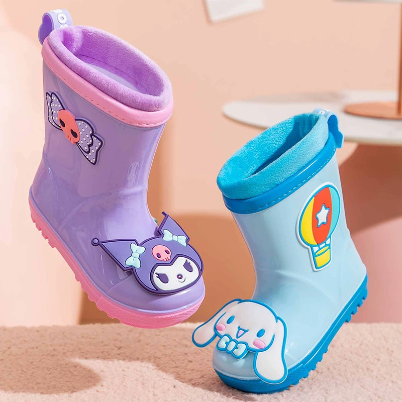 Hello kitty, детские сапоги с героями мультфильмов, плащ для мужчин и женщин, нескользящая флисовая износостойкая обувь, оптовая продажа