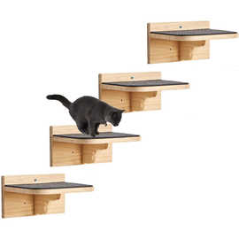 木制猫爬架家用挂壁猫壁台阶架宠物猫咪楼梯猫栖息地木质猫爬架