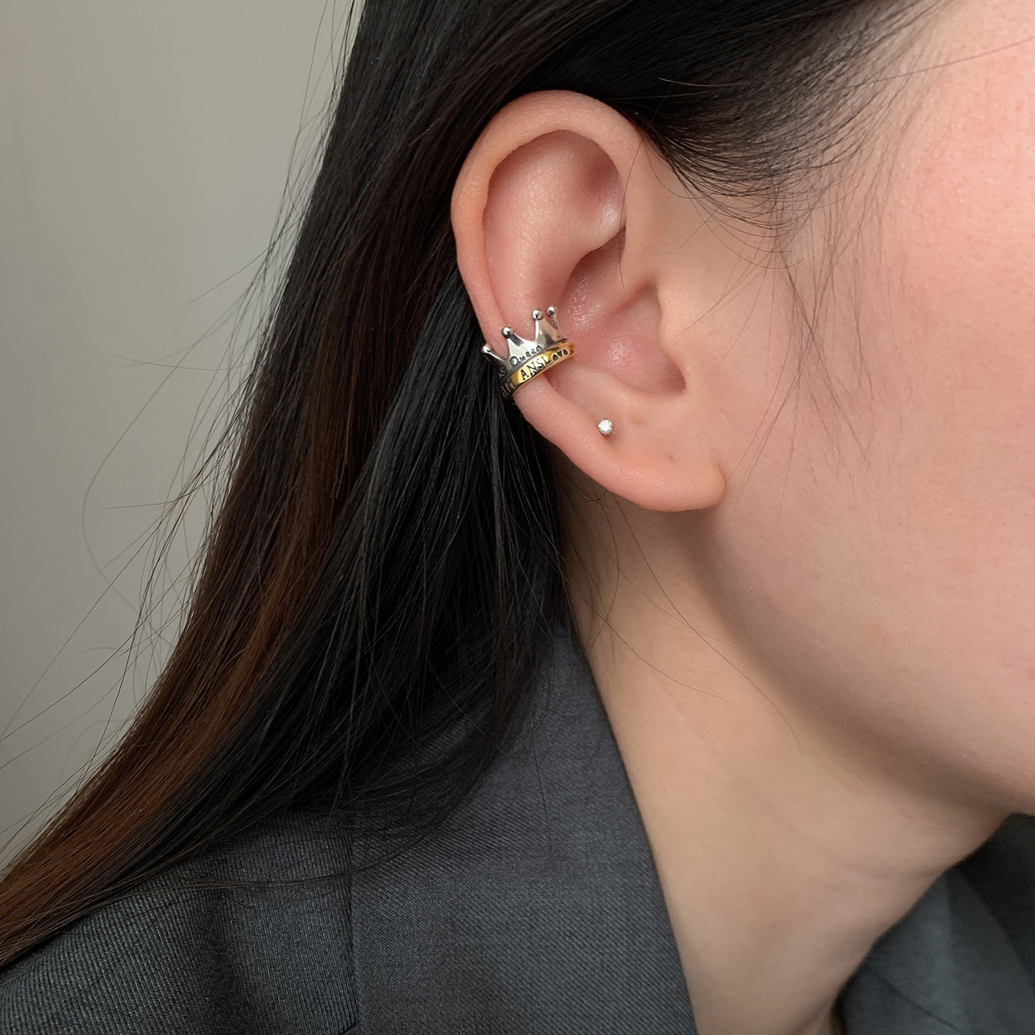 S925 corona de plata esterlina clip de oreja sin oreja de las mujeres de gama alta sentido nicho oído hueso clip luz lujo 2022 nueva moda Moda