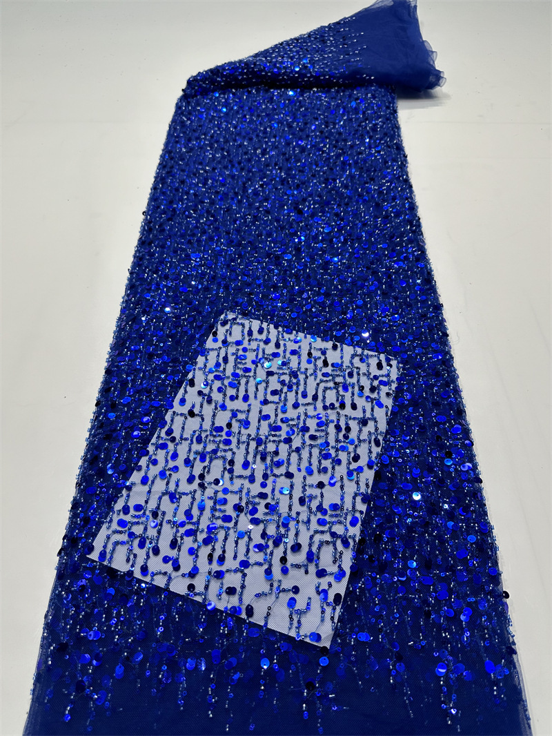 Fábrica al por mayor sequinilla bordada perlas tubo bordado tela de moda rendimiento de escenario ropa de vestir de alta calidad tela