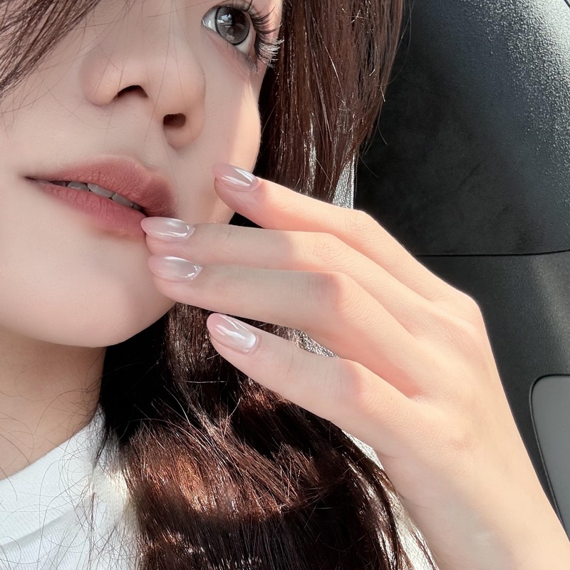 蜜桃乌龙温柔渐变猫眼短款纯手工穿戴甲可爱日常手作美甲假指甲|undefined