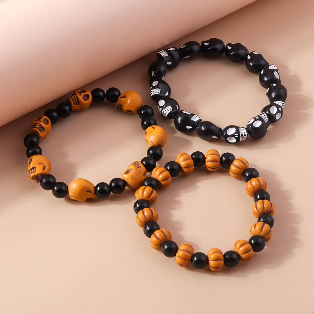 Halloween Beaded Bracelet Set Skull Pumpkin Personality Fun String Bracelet Accessories_voghion.com