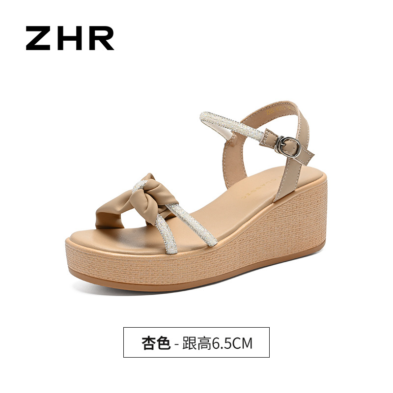 Sandal nữ đế xuồng đính đá cổ điển, tăng chiều cao, phong cách thanh lịch — M701 Hạnh