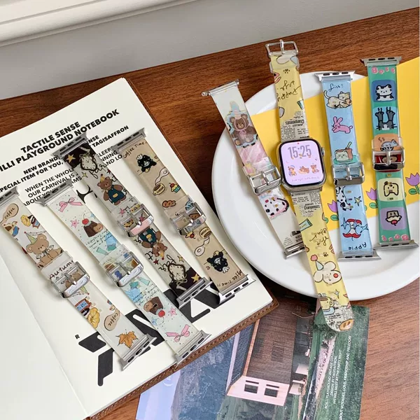 Cartoon Silicone Printed Watch Strap Suitable for Apple Iwatch23456789S10 Watch Strap Apple Watch Strap