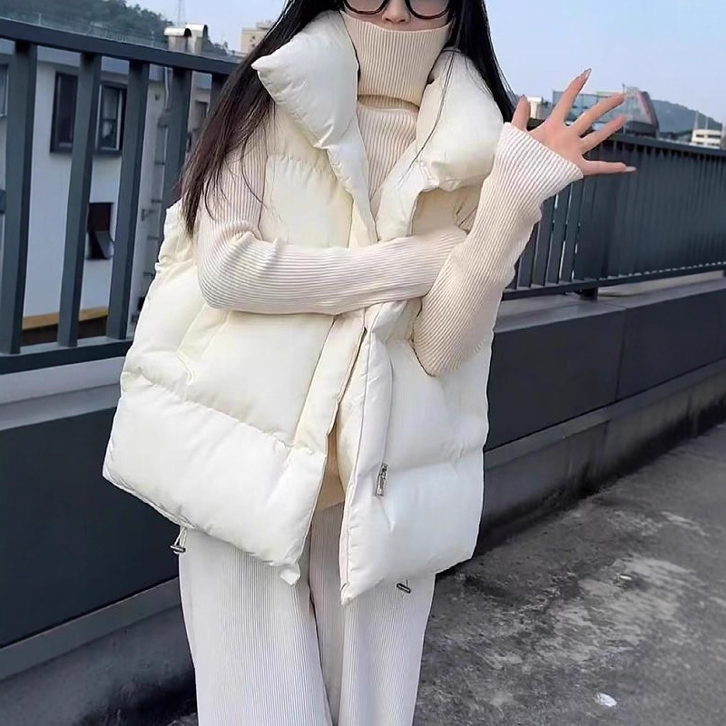 Korean Style Stand-Up Collar down Cotton Vest for Women Winter New Large Size Thickeneded Bread Jacket Short Vest Jacket