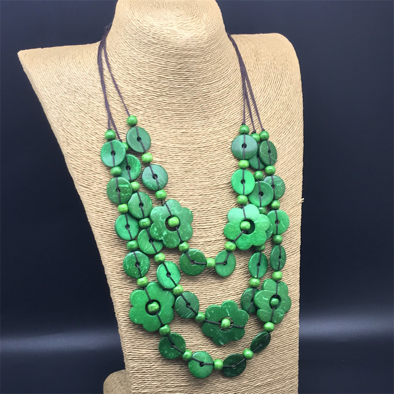 Necklace Classification Ethnic Style Flower Wood Stoving Varnish Women's Necklace