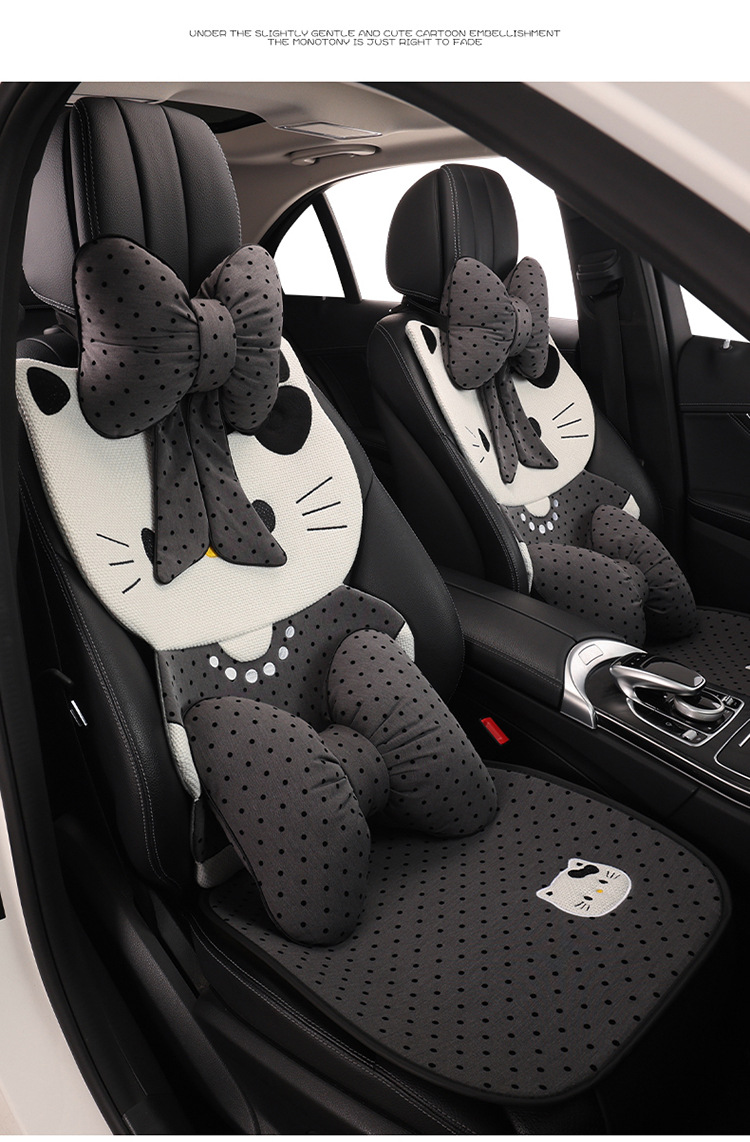 Cat Car Seat Cushion Cartoon Style Breathable Non-Slip Seat Pad Universal for All Seasons Car Seat Cover Summer General Use