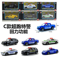 1:60 Alloy Recoil Police Car Model, Prize Machine Toy Gachapon, Display Car Model