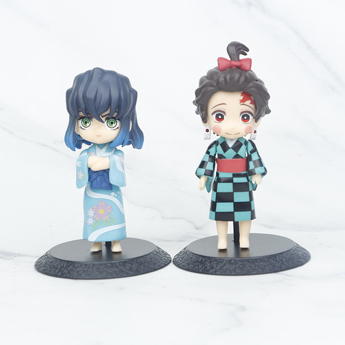 Demon Slayer Figure Model Kuo Youhen Hanajie Kimono Tanjiro Inosuke Zenitsu Car Cake Ornament Doll