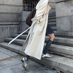 2025年秋装新品感双排扣中长款英伦风气质大衣白色风衣外套女