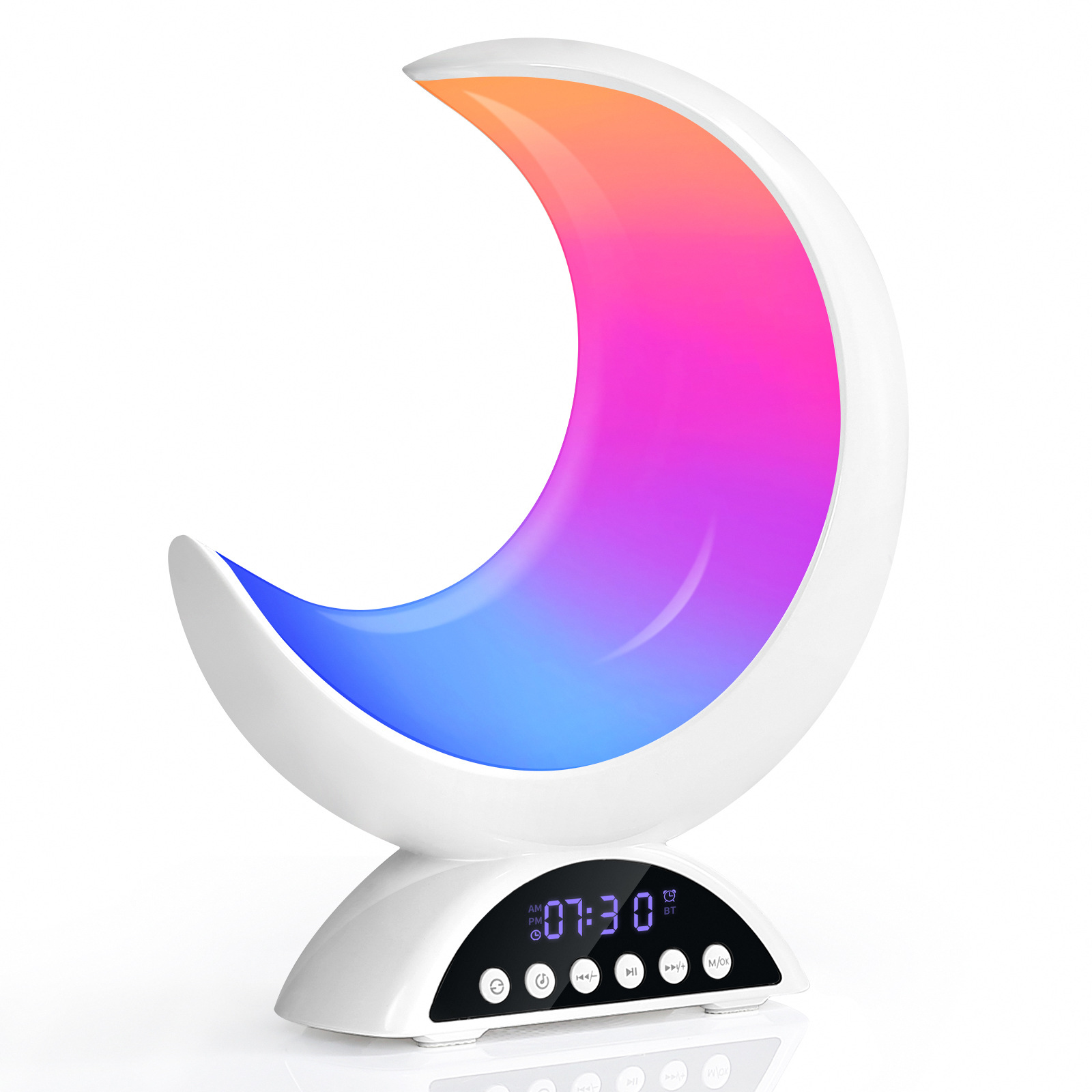 K6 Moon-Shaped Wired Bluetooth Speaker with Touch Control, Adjustable Pickup Atmosphere Lighting, Alarm Function, Suitable for Multiple Scenes