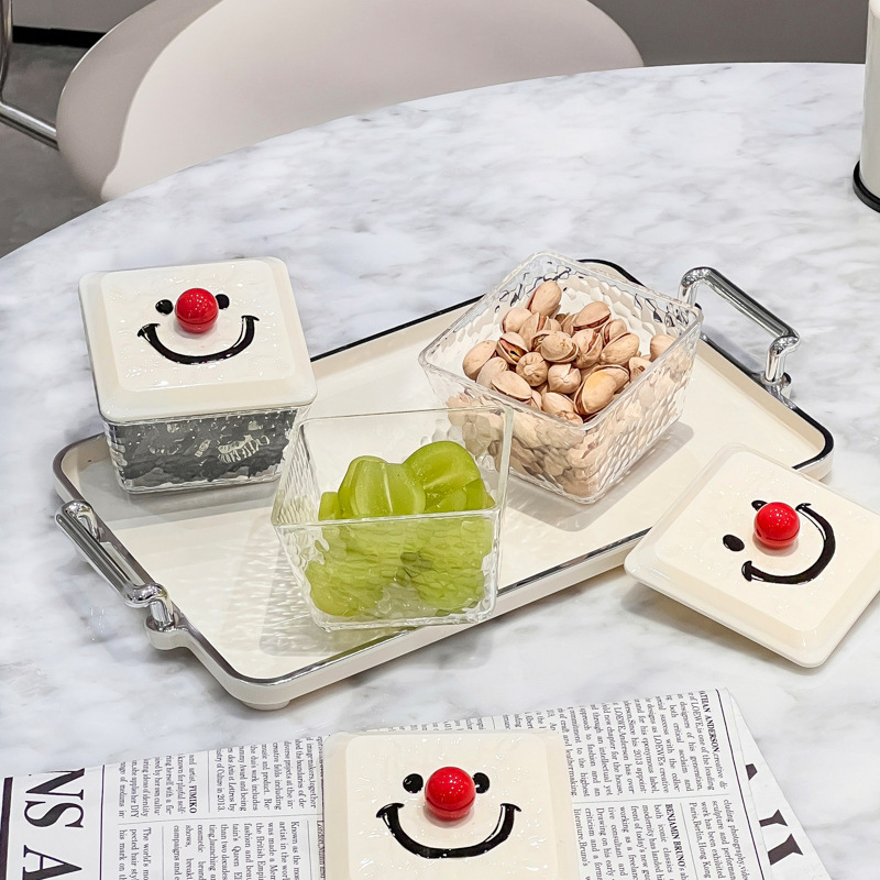 国境を越えた食品収納ケースネット赤高颜値蓋付き間食ドライフルーツ箱客間果物収納ケーストレイ付き|undefined