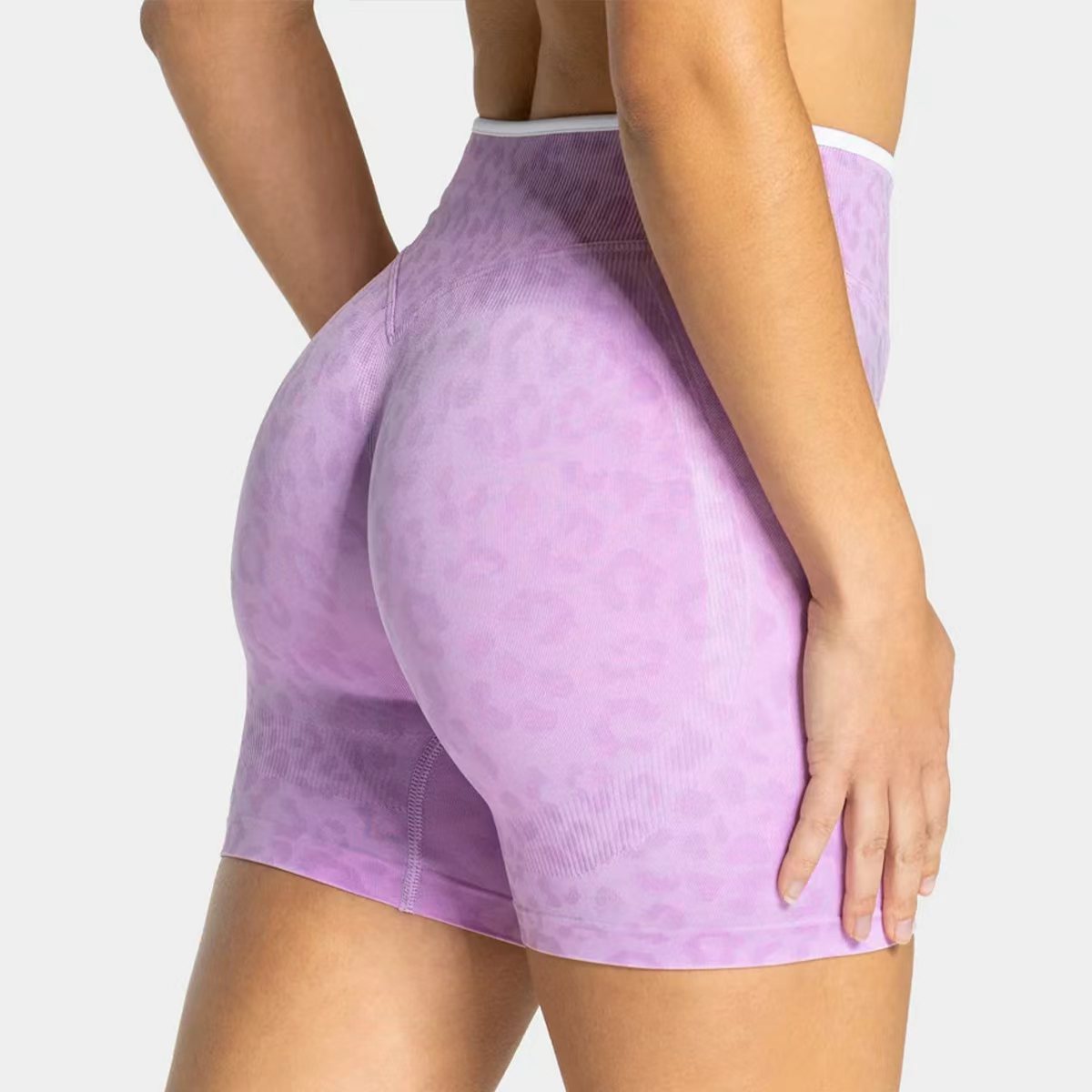 Pantalones cortos de yoga secados rápidos, sin costuras, abdomen elástico, cintura alta, caderas, apertado, pantalones cortos de fitness para correr.