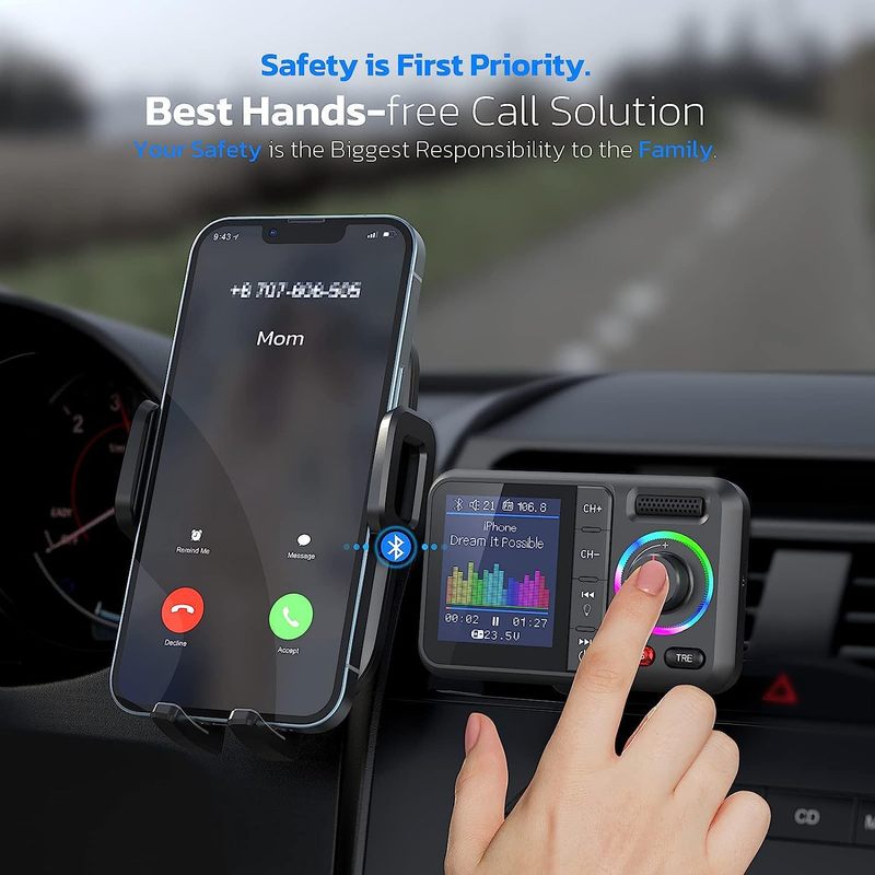 BT98車載mp3 bluetoothプレーヤー新型大画面カードusbシガレットライターbluetooth車充電fm送信機|undefined