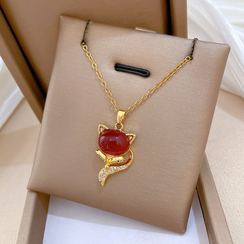Luxe vos ketting met kristallen voor dames van titanium_voghion.com