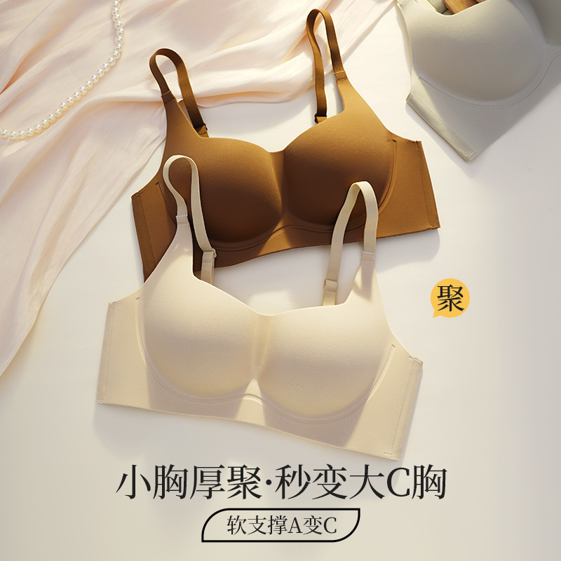 Cartoon Chest Thickened Cup Small Chest Gathering Showy Underwear Women's Upper Bra Gathering Anti-sagging Adjustable Bra Opal Style
