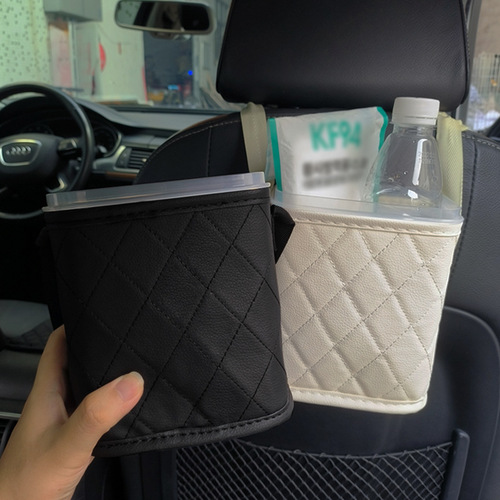 Car trash can two-in-one hanging female mini rear leather car seat back waterproof storage bag car supplies