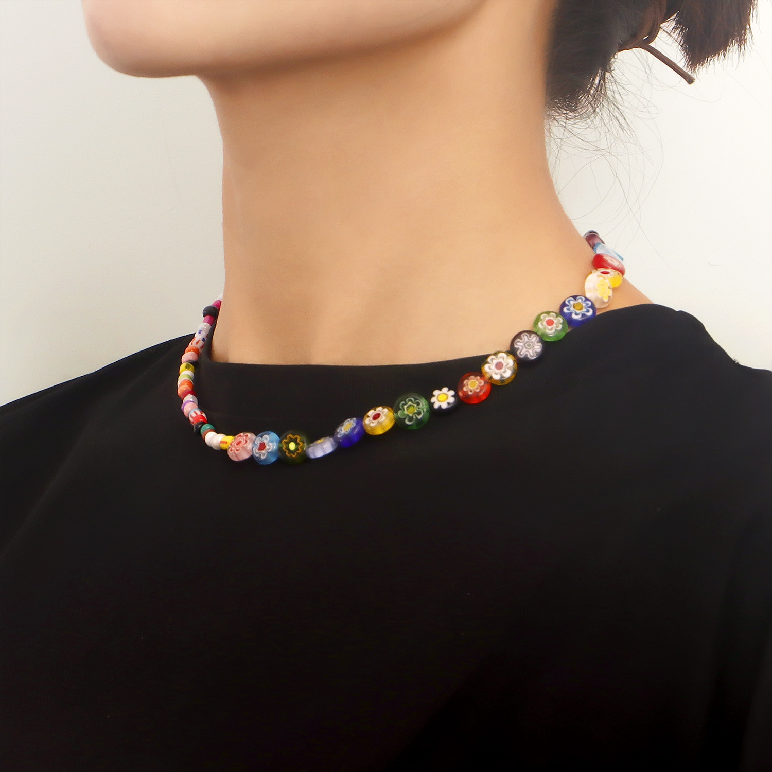 Regnbågsblomma pärlhalsband för par_voghion.com