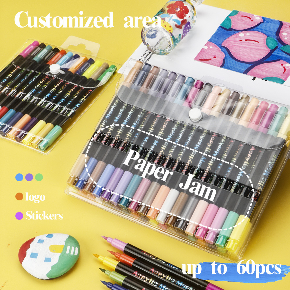 Dos cabezas de dos colores de acrílico blando conjunto de marcador de color plegable lavable con agua para niños pintados a mano graffiti colorido bolígrafo